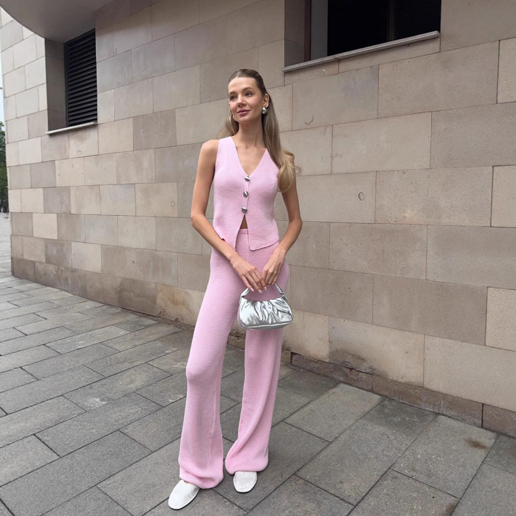 Beach Bohemian Straight-Leg Wide-Leg Pants Set
