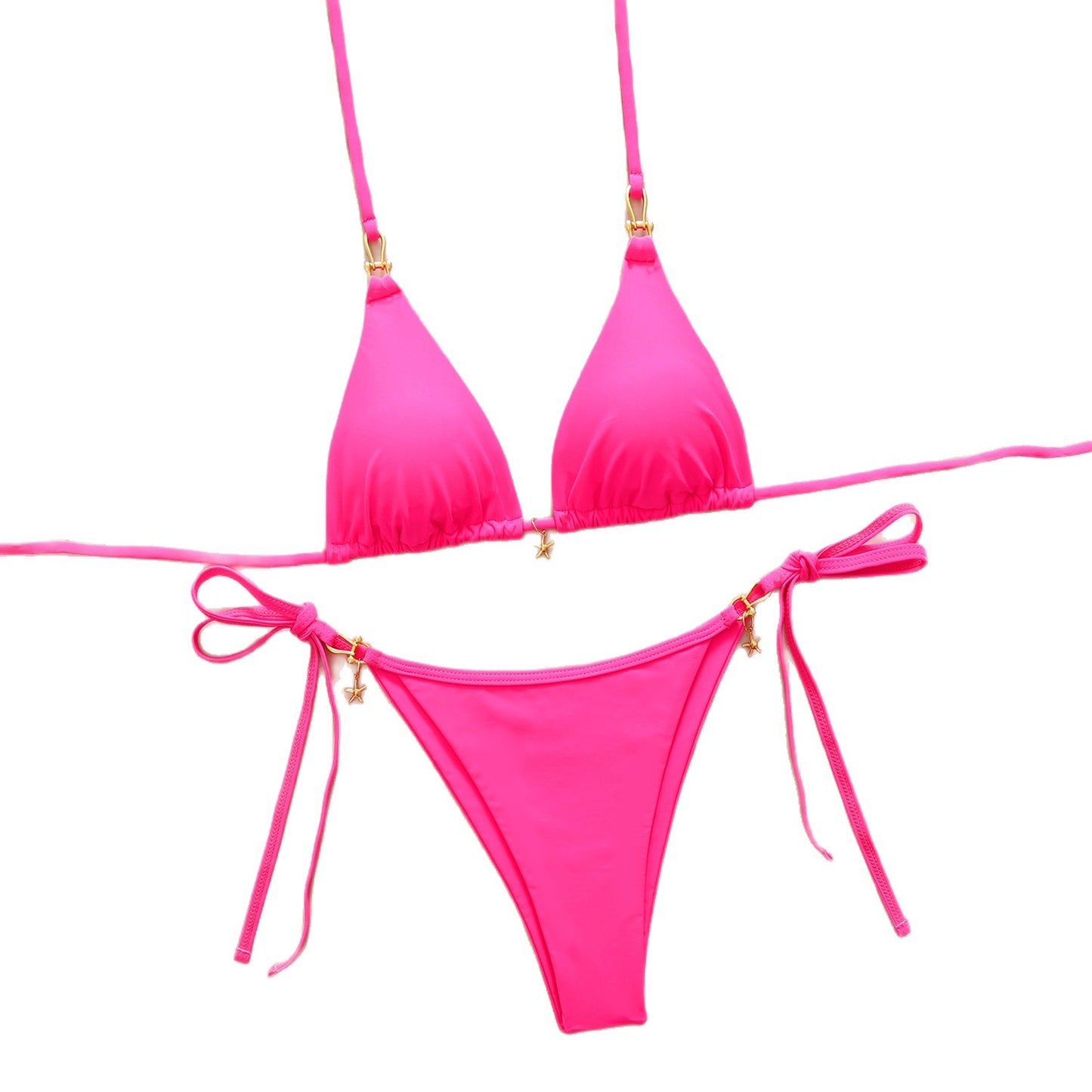 Bikini Beach Swimwear Halterneck Open-back Two-piece Swimsuit For Women